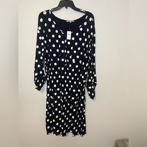 NWT Gap navy blue polka dot dress XL